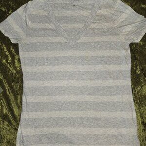 Gray and White Striped Crop Sleeve